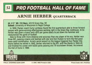 1990 Swell Greats #32 Arnie Herber Back