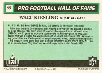 1990 Swell Greats #33 Walt Kiesling Back