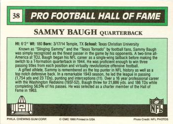 1990 Swell Greats #38 Sammy Baugh Back