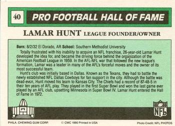 1990 Swell Greats #40 Lamar Hunt Back