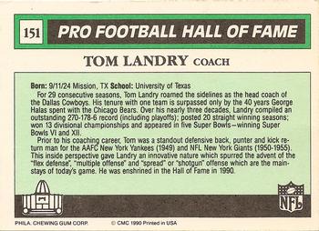 1990 Swell Greats #151 Tom Landry Back
