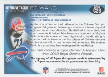2010 Topps Chrome - Rookie Autographs #C23 Ed Wang Back