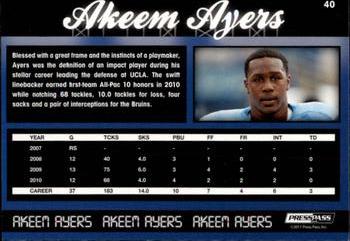 2011 Press Pass - Reflectors Gold #40 Akeem Ayers Back