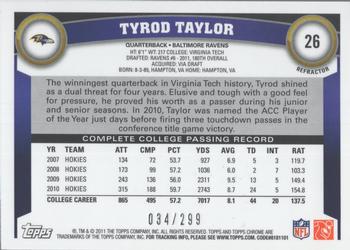 2011 Topps Chrome - Black Refractors #26 Tyrod Taylor Back