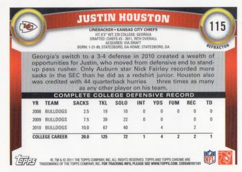 2011 Topps Chrome - Orange Refractors #115 Justin Houston  Back