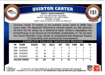 2011 Topps Chrome - Orange Refractors #151 Quinton Carter  Back