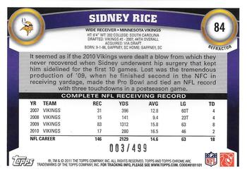 2011 Topps Chrome - Purple Refractors #84 Sidney Rice Back