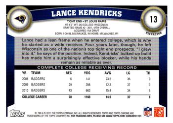 2011 Topps Chrome - Refractors #13 Lance Kendricks  Back
