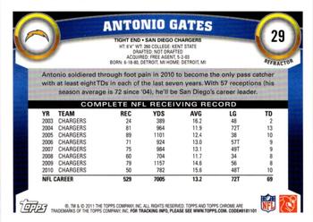 2011 Topps Chrome - Refractors #29 Antonio Gates  Back