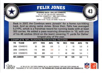 2011 Topps Chrome - Refractors #43 Felix Jones  Back