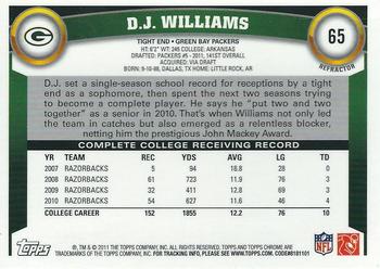 2011 Topps Chrome - Refractors #65 D.J. Williams  Back