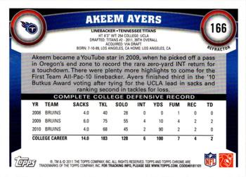 2011 Topps Chrome - Refractors #166 Akeem Ayers  Back