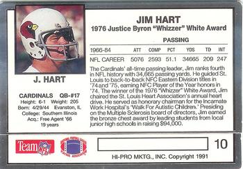 1991 Action Packed Whizzer White Award #10 Jim Hart Back