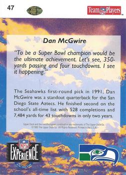 1993 Upper Deck NFL Experience #47 Dan McGwire Back
