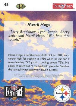 1993 Upper Deck NFL Experience #48 Merril Hoge Back