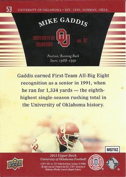 2011 Upper Deck University of Oklahoma #53 Mike Gaddis Back