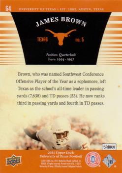 2011 Upper Deck University of Texas #64 James Brown Back