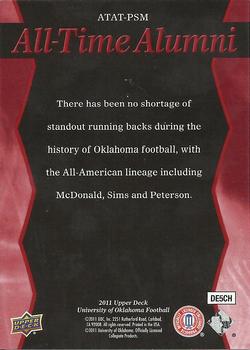 2011 Upper Deck University of Oklahoma - All-Time Alumni Trios #ATAT-PSM Adrian Peterson / Billy Sims / Tommy McDonald Back