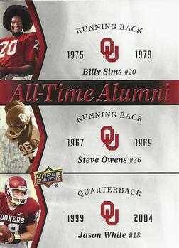 2011 Upper Deck University of Oklahoma - All-Time Alumni Trios #ATAT-SOW Billy Sims / Steve Owens / Jason White Front