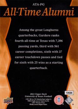 2011 Upper Deck University of Texas - All-Time Alumni #ATA-PG Peter Gardere Back