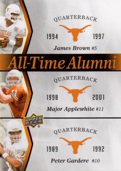 2011 Upper Deck University of Texas - All-Time Alumni Trios #ATAT-BAG James Brown / Major Applewhite / Peter Gardere Front