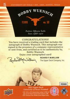2011 Upper Deck University of Texas - Autographs #15 Bobby Wuensch Back