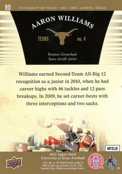 2011 Upper Deck University of Texas - Gold #80 Aaron Williams Back