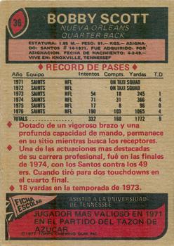 1977 Topps Mexican #36 Bobby Scott Back