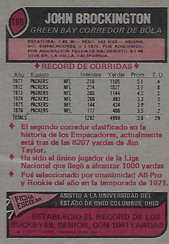 1977 Topps Mexican #166 John Brockington Back