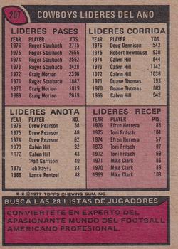 1977 Topps Mexican #207 Dallas Cowboys Back
