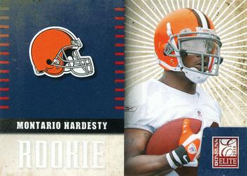 2010 Donruss Elite - Rookie NFL Team Logo #27 Montario Hardesty  Front