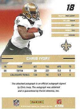 2010 Donruss Rated Rookies - Autographs #18 Chris Ivory  Back