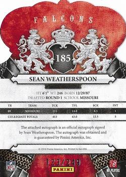 2010 Panini Crown Royale - Autographs #185 Sean Weatherspoon Back