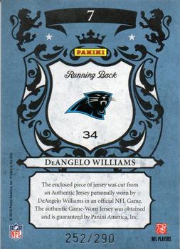 2010 Panini Crown Royale - Royalty Materials #7 DeAngelo Williams Back