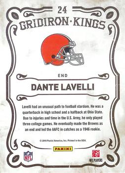 2010 Panini Threads - Gridiron Kings #24 Dante Lavelli  Back