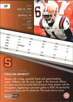 2010 Press Pass - Blue #39 Mike Williams  Back