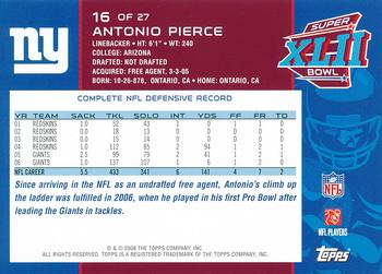 2008 Topps New York Giants Super Bowl XLII Champions #16 Antonio Pierce Back