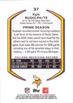 2011 Topps Prime - Red #37 Kyle Rudolph Back