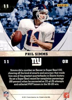 2011 Panini Absolute Memorabilia - NFL Icons #11 Phil Simms Back