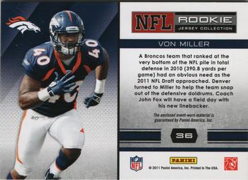 2011 Panini Absolute Memorabilia - Rookie Jersey Collection #36 Von Miller Back