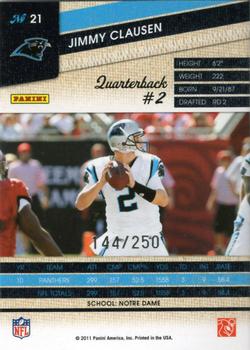 2011 Panini Threads - Silver #21 Jimmy Clausen Back