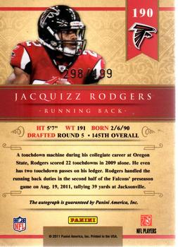 2011 Panini Gold Standard - Autographs Silver #190 Jacquizz Rodgers Back