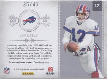 2011 Playoff National Treasures - HOF Patch Autographs #17 Jim Kelly Back