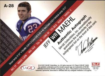 2011 SAGE - Autographs Platinum #A-28 Jeff Maehl Back