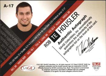 2011 SAGE - Autographs Silver #A-17 Rob Housler Back