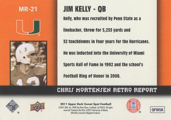 2011 Upper Deck Sweet Spot - Chris Mortensen Retro Report #MR-21 Jim Kelly Back