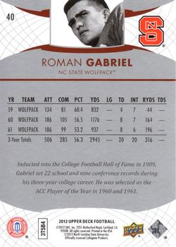 2012 Upper Deck #40 Roman Gabriel Back