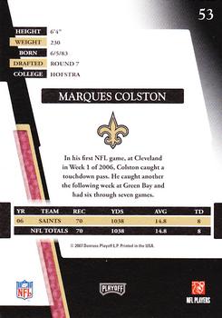 2007 Playoff Absolute Memorabilia #53 Marques Colston Back