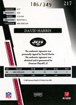 2007 Playoff Absolute Memorabilia #217 David Harris Back