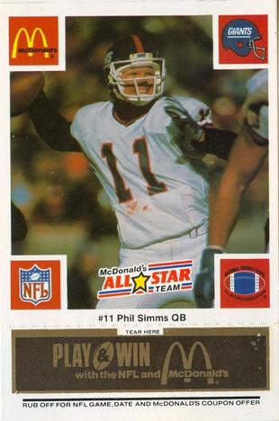 1986 McDonald's All-Star Team - Full Game Pieces: Week 2 Black/Gray Tab #NNO Phil Simms Front